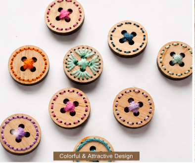 Handmade Round Wooden Sewing Buttons for DIY Crafts - Image 6