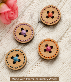 Handmade Round Wooden Sewing Buttons for DIY Crafts - Image 5